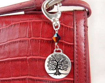 Tree of Life charm for handbag, key chain, backpack, or belt loop ornament / clip-on charm / unity symbol / jewelry gift