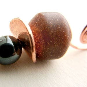 Goldstone earrings with hemalyke & copper wire spirals // gemstone jewelry / jewelry gift image 4
