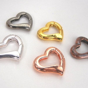 Heart charm holder/removable charm or clip clasp for jewelry charms & key chains in 5 colors for handbag, purse, backpack
