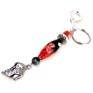 Silver boot bag charm, key chain, lampwork glass with obsidian / backpack, belt loop, ornament