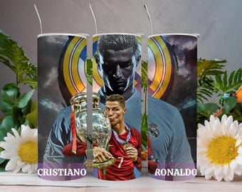 Cristiano Ronaldo CR7 Tumbler Wrap | 20oz glass Sublimation PNG | Soccer Champion( Digital Download )