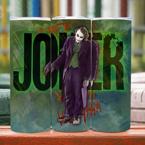 Joker Tumbler Wrap: Dark Knight Villain, Sublimation Design (Digital Download PNG)