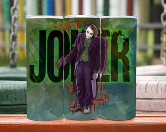 Joker Tumbler Wrap: Dark Knight Villain, Sublimation Design (Digital Download PNG)