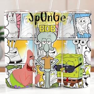 SpongeBob Tumbler: 20oz Cartoon Drinkware with Straw (Digital Download Design