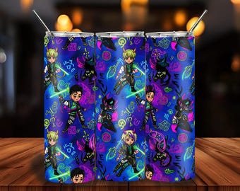 K-Pop Chibi 20oz Tumbler Wrap, Anime Cyberpunk Sublimation PNG | Digital Download