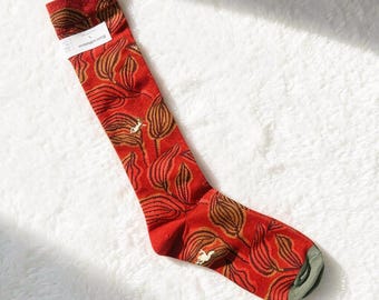 Calcetines de algodón con estampado floral: Calcetines de vestir de moda para primavera