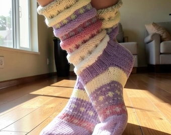 Kawaii Gradient Wool Polyester Socks: Cozy Winter Sleep Socks