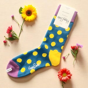 Retro Patterned Crew Socks: Colorful Cotton Blend, Funky Gift