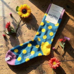 Retro Patterned Crew Socks: Colorful Cotton Blend, Funky Gift