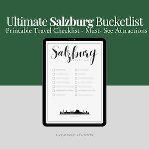 Salzburg Travel Bucket List Printable | European City Trip Checklist | Instant Download PDF | Evertrip Studios