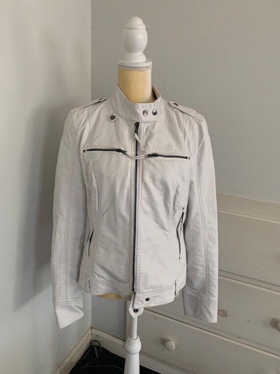 Black Rivet FauxLeather Jacket Large Gem