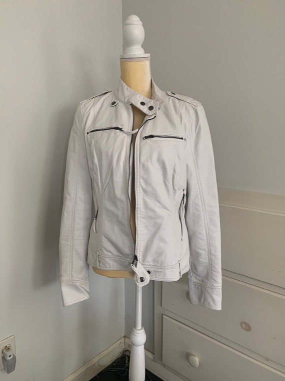 Black Rivet FauxLeather Jacket Large Gem