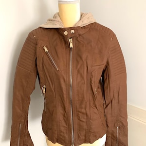Ci Sono Cavalini Camel Faux Leather Jacket Etsy Singapore