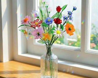 Hand Blown Glass Birth Month Flower Bouquet – Birthday Gifts