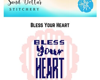 Nålsticksdiagram Bless Your Heart - 12,5 cm runt (PDF-nedladdning)