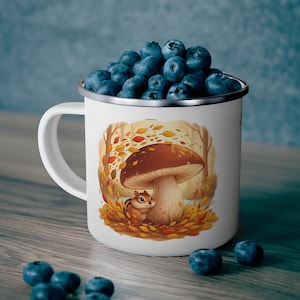 Camping Emaillebecher | Streifenhörnchen Design