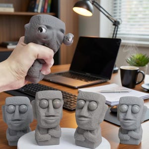 Giocattolo antistress Moai – Morbido e con occhi mobili