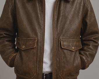 Handmade Distressed Cowhide Leather Jacket: Vintage A2 Style - Etsy