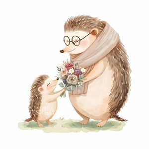 Grandma and Baby Animal Watercolor Illustration Set, Mother’s Day Printable Card Clipart for Grandmother Gift, 19 PNG Digital Download image 13