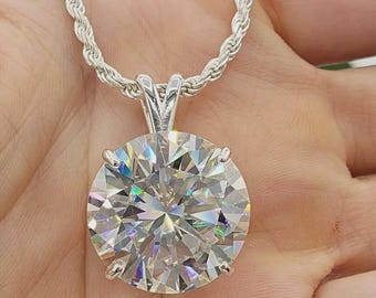 5 Carat Round VVS1 Diamond Pendant - White Gold Finish