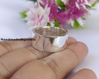 Bague épaisse en argent sterling faite main, bague tendance minimaliste