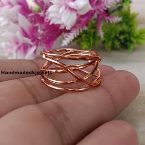 100% Pure Copper Chunky Thumb Ring: Handmade Wire Wrap Thumb Ring, Multi Layered Ring, Gift For Her, Statement Boho Ring