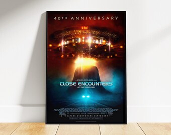 Hautnahe Begegnung Poster, Sci Fi Film Wandkunst, UFO Film Druck, Weltraum Kino Dekor, klassisches Filmplakat, Geschenk für Ihn