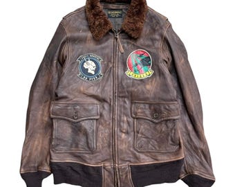 Vintage Avirex G-1 Boa Goatskin Leather Bomber Jacket