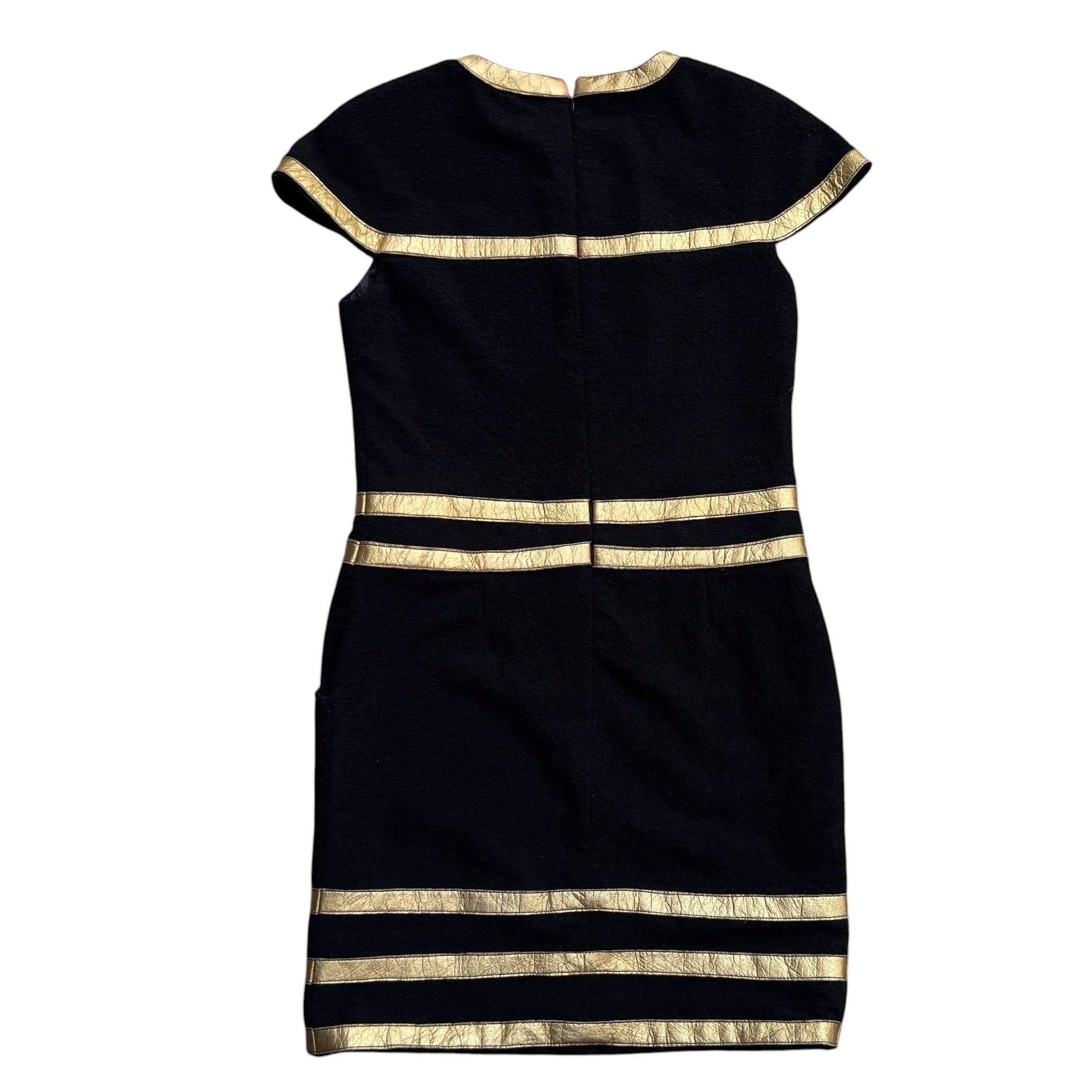 chanel dress black and gold Evening Chanel Size 4 Black Silk Gold Chain Black Sequins Dress