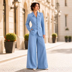 prom dress suits for ladies Sparkly Silver and Peacock 2 Piece Sequin Women Prom Suits