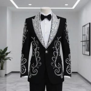 green emerald velvet dress Men's Tuxedo Blazer, Fashion Blazer for Men, Prom Blazer, Tuxedo main image 1