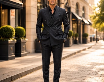Schwarzer Zweireiher für Herren | Maßgeschneidertes Abendkleid