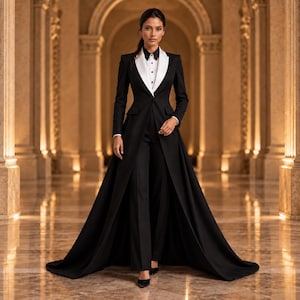 formal dress with pants underneath Pantsuit Train cotton dresses for ladies