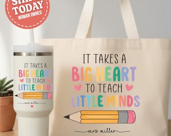 Teacher Appreciation Gift, Floral Tote, Personalized Teacher Bag, Educator End of Year Gift, Teach Love Grow Tumbler, Floral Teacher Present