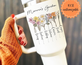 Birth Flower 40oz Tumbler, Plant Mom Tumbler,Mother’s Day Gift, Mothers Day Cup, Plant Lover Gift, Plant mom Cup, Custom Birth Flower