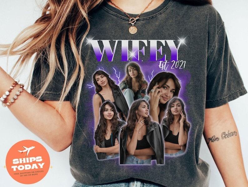 Personalized bootleg Shirt, 90s Bootleg shirt, Retro bootleg, Custom Girlfriend Vintage Washed Shirt, Personalized Photo, Gift for boyfriend image 1
