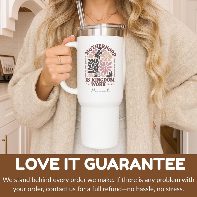 Motherhood Is Kingdom Work Tumbler, Christian Mom Tumbler, Proverbs 31 Gift, Faith Based Mom Gift, Custom Name Christian Cup, Gift for Mom zdjęcie 5