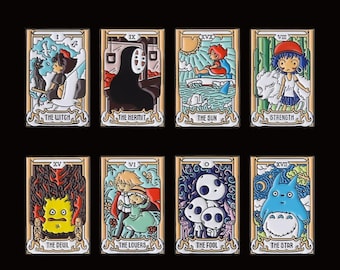 Studio Ghibli Tarot Enamel Pin Set: Totoro, Spirited Away, Princess Mononoke