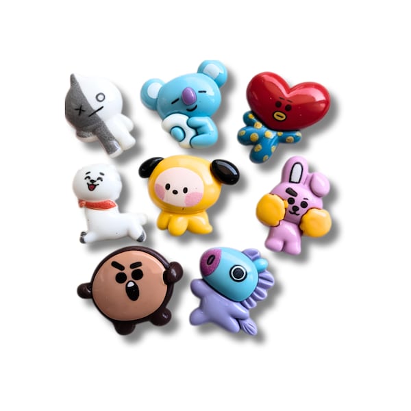 8 st BT21 genomskinliga skoberlocker, sandalberlocker, PVC-skodekorationer, Van Army-fan KPOP-skoberlocker, kawaii-present