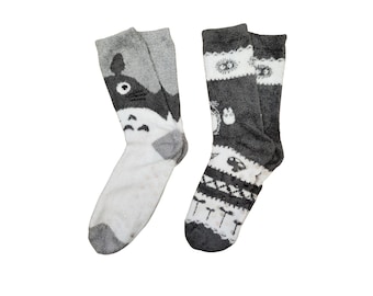 Cute Totoro Terry Socks, Studio Ghibli Themed Socks, Gift to Her, Gift to Totoro Lovers