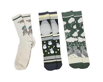 Cute My Neighbor Totoro Cotton Crew Socks, Studio Ghibli Themed Socks, Gift to Totoro Lovers