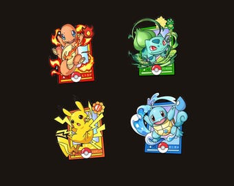 Pokémon Enamel Pin Set: Pikachu, Bulbasaur, Charmander, Blast