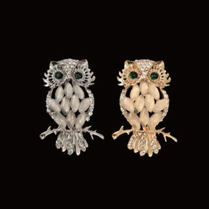 Sparkling Owl Brooch, Vintage Owl Rhinestone Jewel, Elegant Owl Brooch, Fashion Accessory, Luxury Gift, Cute and Elegant, Jewelry Gift