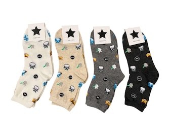 Cute Korean Totoro Cotton Socks, Studio Ghibli Themed Socks, Women's Socks, Gift to Her, Gift to Totoro Lovers