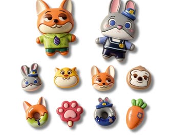 10 op Zootopia geïnspireerde schoenbedels, Disney Crocs-bedels, Nick Wilde, Judy Hopps, plastic sandaalhangers Zootropolis, kawaiicadeau