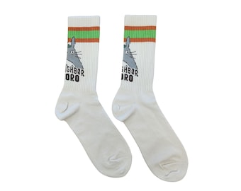 Cute My Neighbor Totoro Cotton Crew Socks, Studio Ghibli Themed Socks, Sport Gift to Totoro Lovers