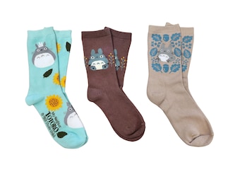 Cute Totoro Cotton Socks, Studio Ghibli Themed Socks, Gift to Her, Gift to Totoro Lovers