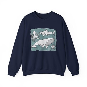 Ocean Graphic Sweatshirt: Coastal Nautical Jumper - Cotton Blend