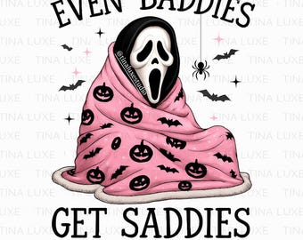 Pink Ghost Face DTF Transfer: Girly Spooky Halloween PNG (Digital Download)