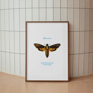 Death&#39;s-Head Hawkmoth Art Print Vintage Illustration – Archive Edition | Natural History Lithograph (Unframed) Nature Botanical Wall Art